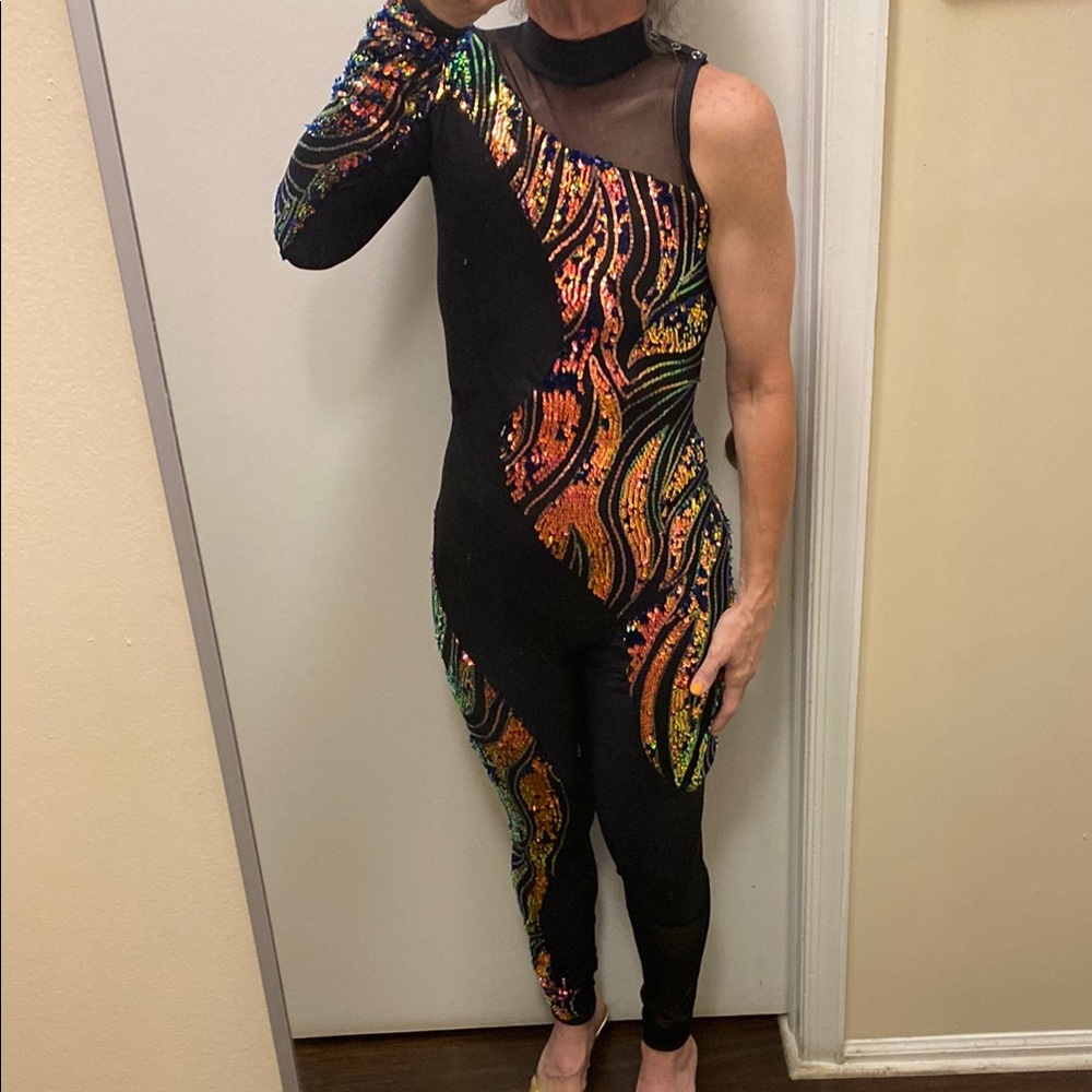 Intergalactic One Shoulder Sequin Jumpsuit - Picture 3 of 11